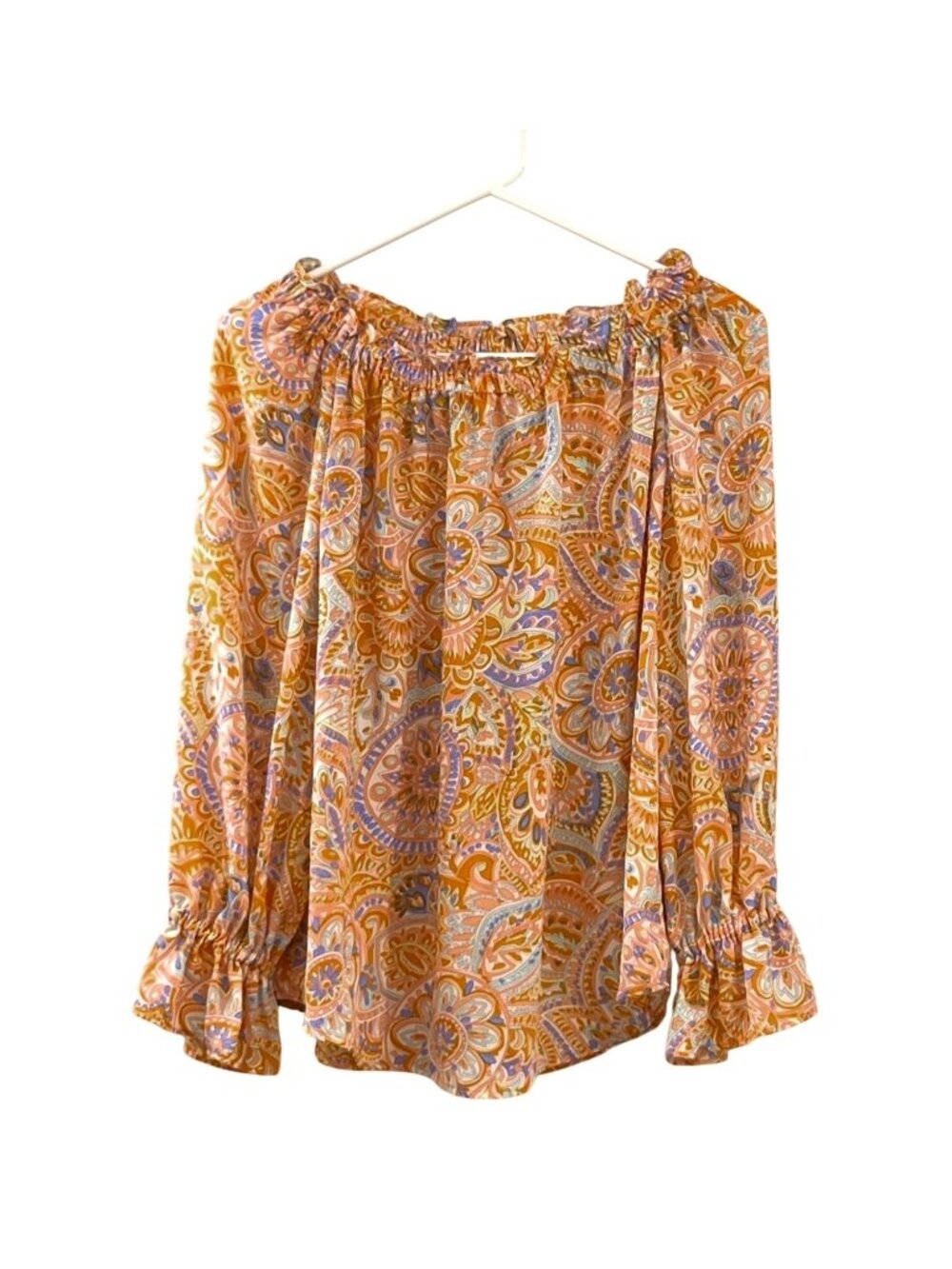 Talbots Off Shoulder Paisley Blouse Womens XS Multicolor Used